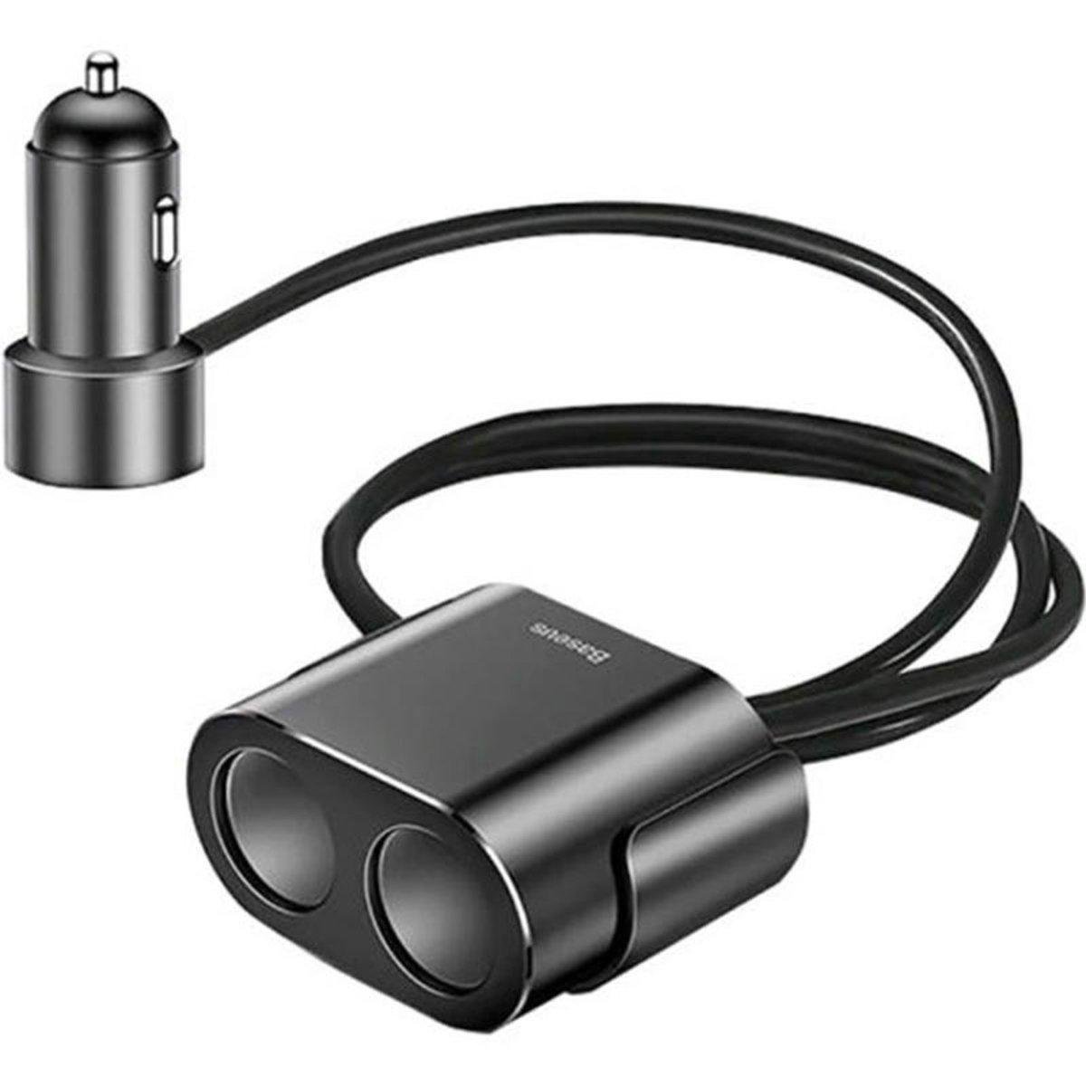 Зарядний пристрій автомобільний BASEUS High Efficiency One to Two Cigarette Lighter Black (CRDYQ-01)
