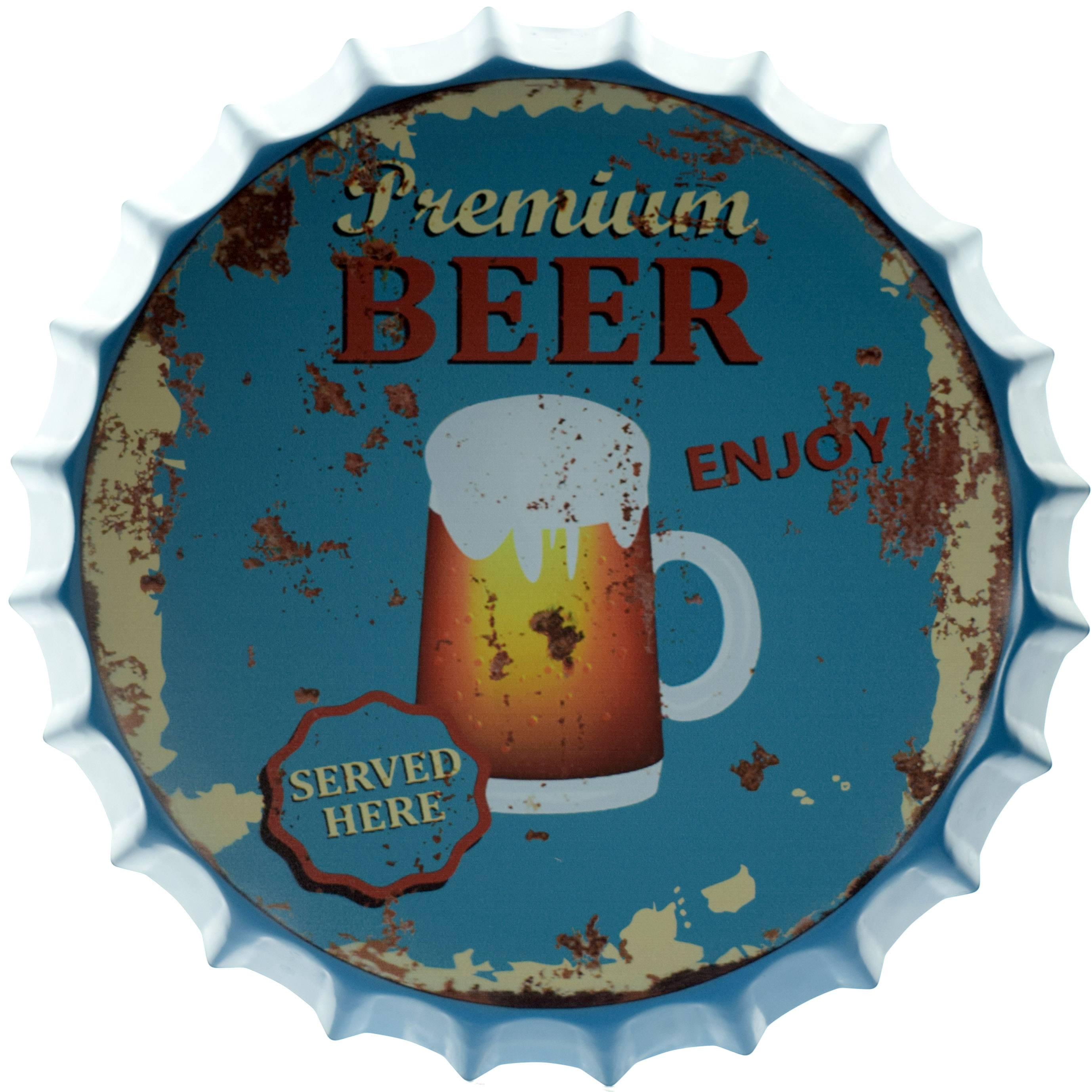 Табличка металева Преміум Пиво Подається Тут, Насолоджуйтесь/Premium Beer Served Here Enjoy кришка 35 см