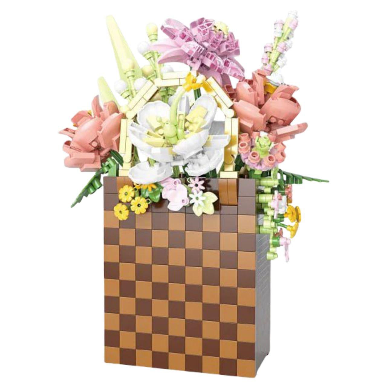 Конструктор Весенняя корзина цветов P1291 1208 дет. 12,8х10х16,8 см Коричневый (32001042)