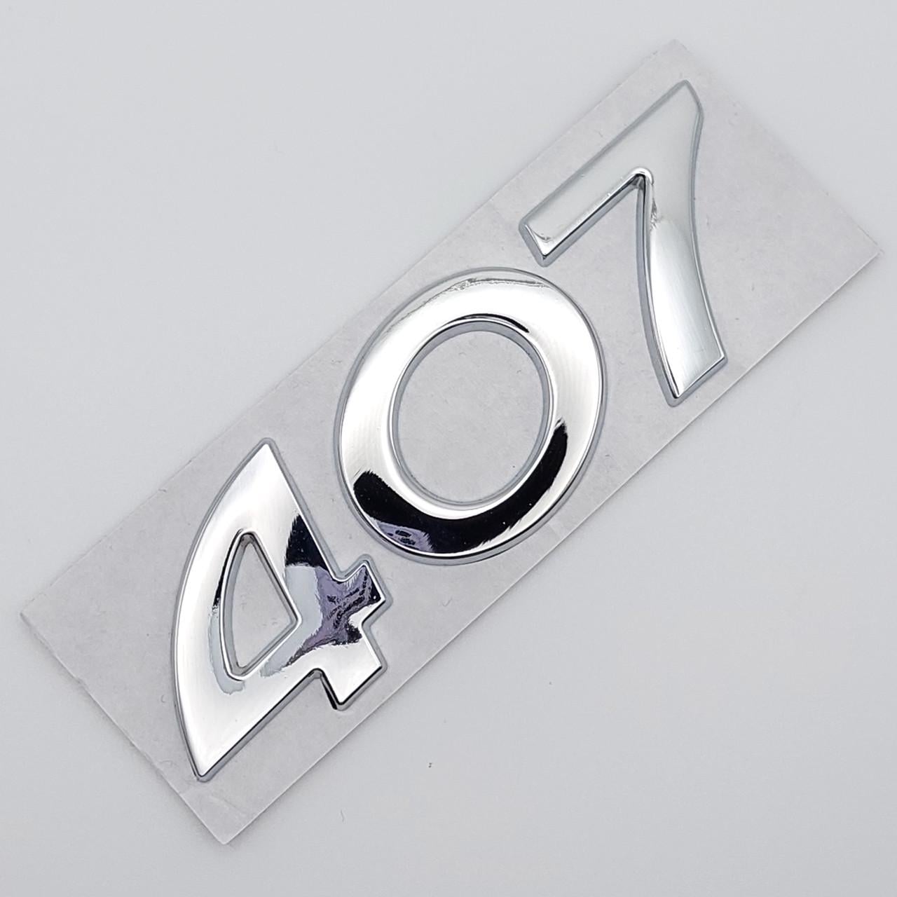 Емблема напис 407 Peugeot метал 10,5х3,1 см Хром глянцевий (1759816750)