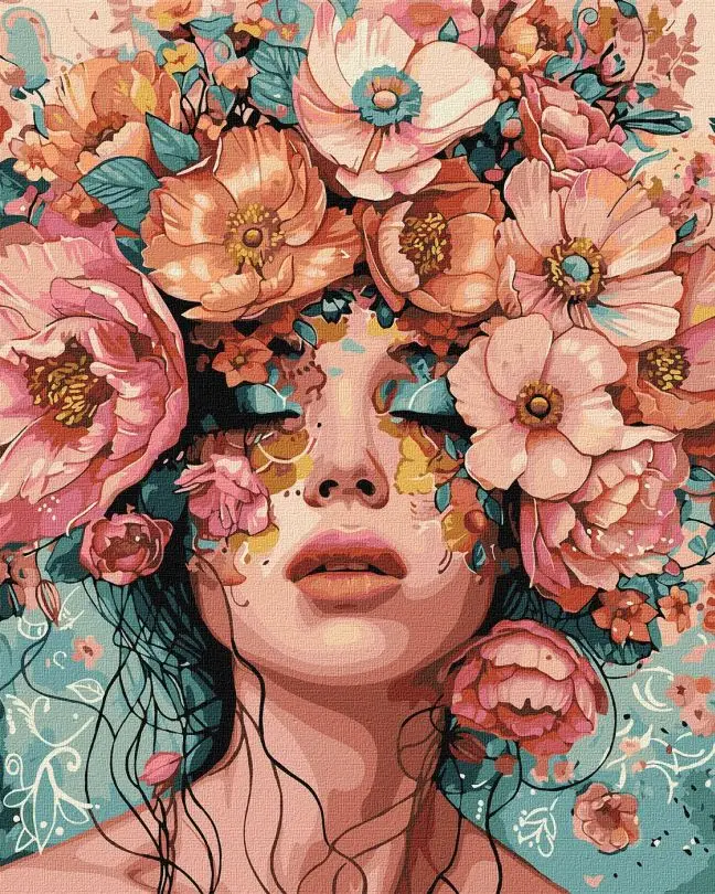 Картина по номерам Ideyka Девушка в цветах 40x50 см (KH8440)