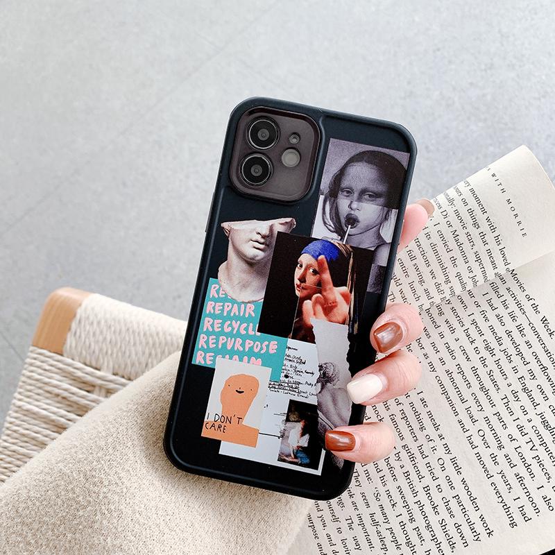 Чехол для iPhone 12 Pro Lady Fashion с боковой печатью и защитой камеры Черный