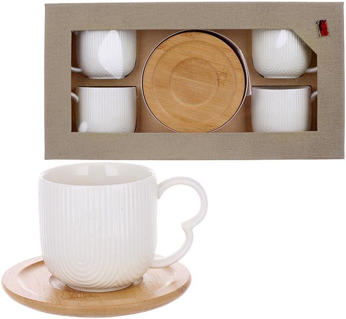 Набор Чайно-кофейный Ceram-Bamboo 4 чашки с бамбуковыми блюдцами 200 мл - фото 2 Набор Чайно-кофейный Ceram-Bamboo 4 чашки с бамбуковыми блюдцами 200 мл - фото 2