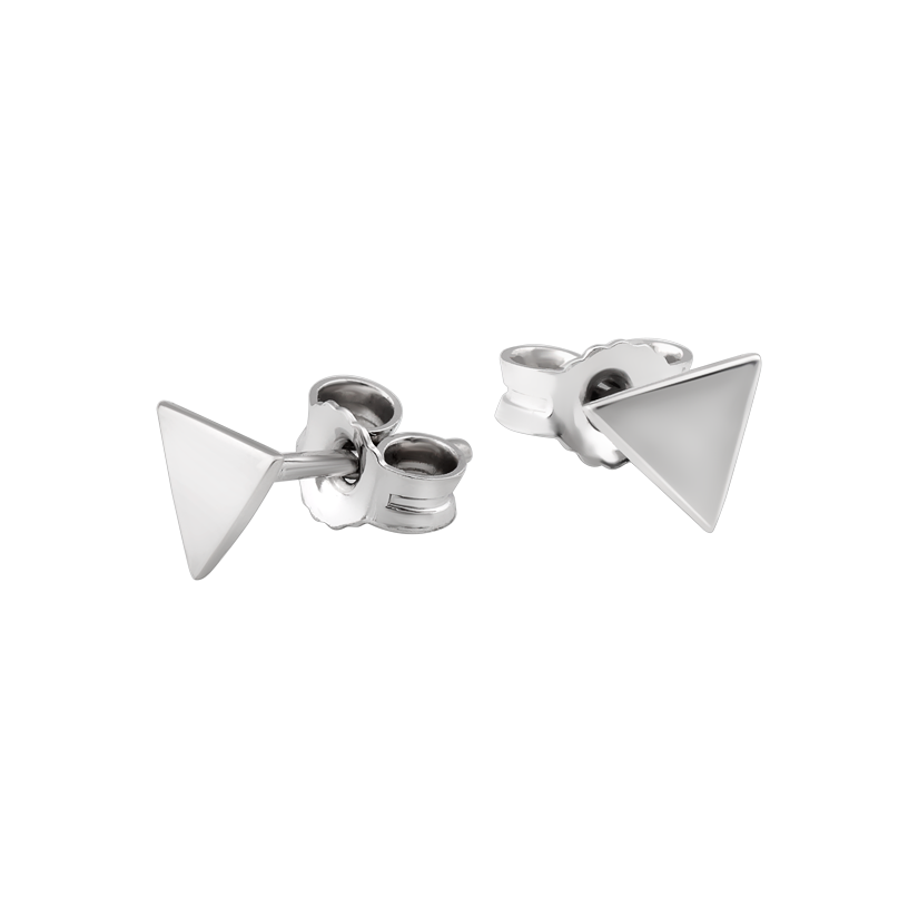 Серьги серебряные пусеты матовая треугольная форма без камней