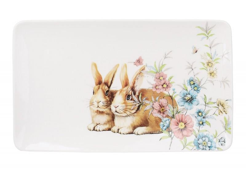 Блюдо пасхальное Happy Rabbit 311125 прямоугольное 25,5х15,4х1,5 см