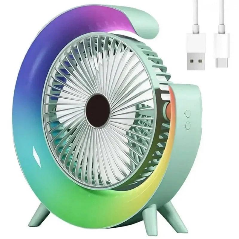 Вентилятор Fan аккумуляторный с подсветкой USB Синий (F13)