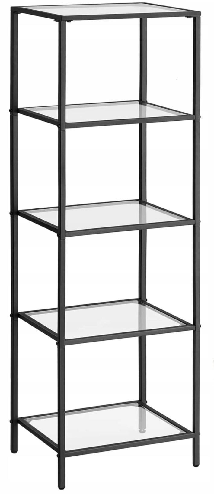 Стеллаж многоуровневый со стеклянными полками Songmics Vasagle Black
