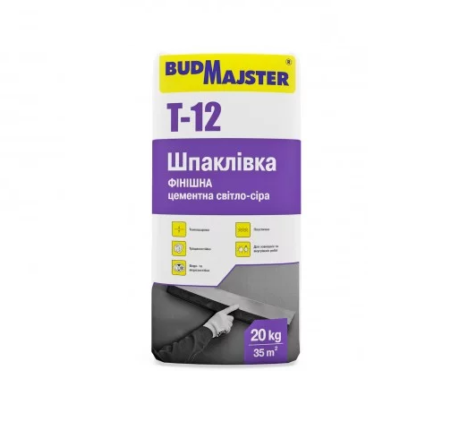 Шпаклівка фінішна цементна Т 12 20 кг Світло-сірий