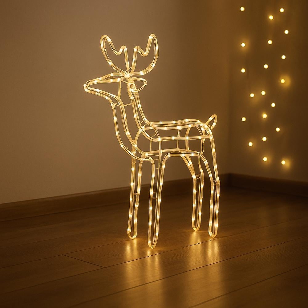 Декоративна світлодіодна фігура "Новорічний олень" висота 120 см 220 В з поворотом голови Теплий білий - фото 5