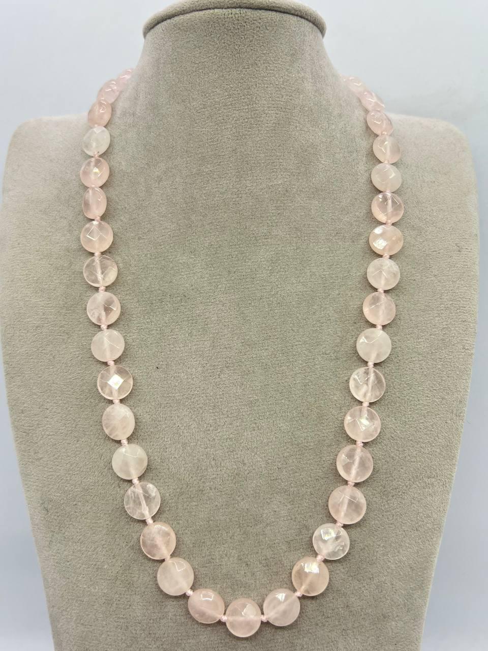 Бусы кварц 10х5 мм 46 см Розовый (11396)