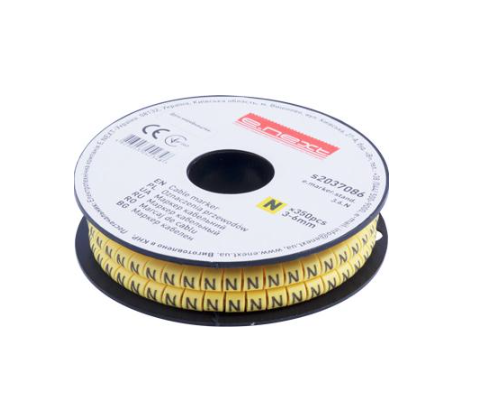 Маркер кабельний E.NEXT e.marker.stand.3.6.N символ N 3-6 мм2 350 шт./рул. Жовтий (s2037086)