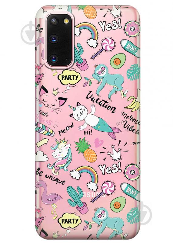 Прозрачный силиконовый чехол iSwag для Samsung Galaxy S20 с рисунком - Летнее настроение (M1021)