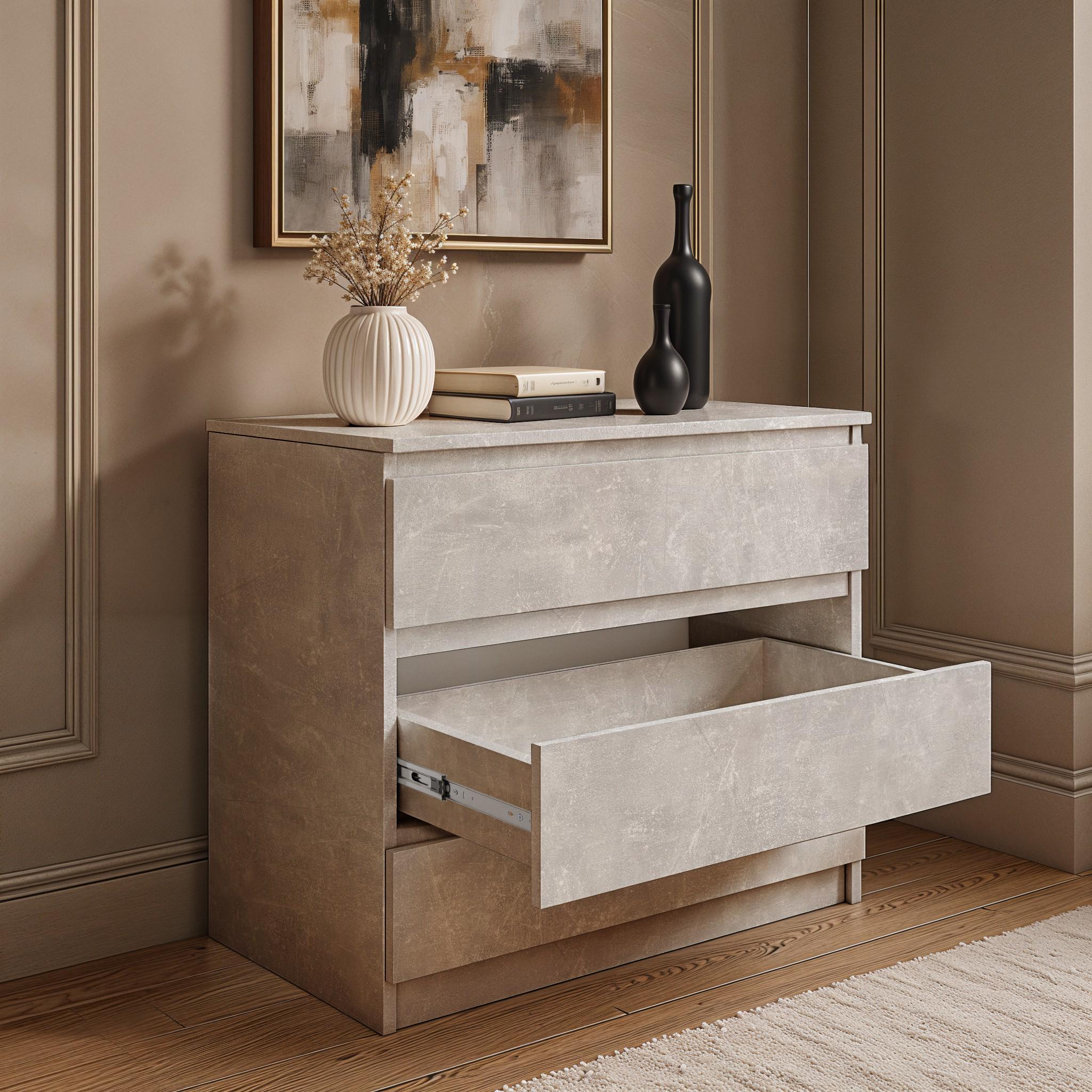 Комод на 3 ящика без ручек FT-214 800х400х755 мм Бетон - фото 3