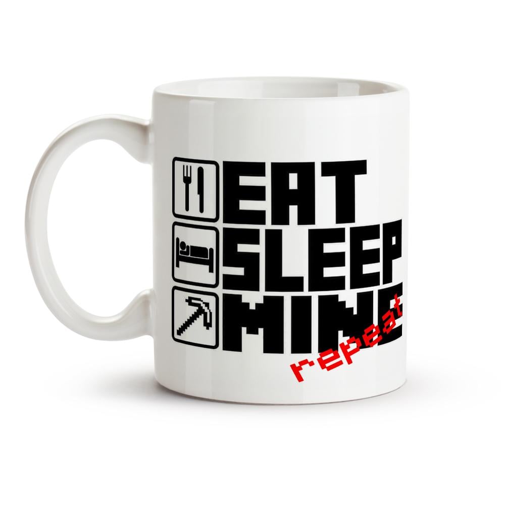 Чашка с принтом EAT SLEEP MINE REPEAT керамика 330 мл (29541536)