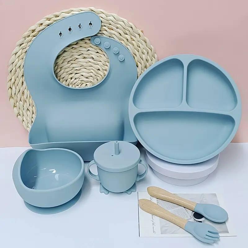 Набір дитячого посуду для першого прикорму 6 предметів Блакитний (0015)