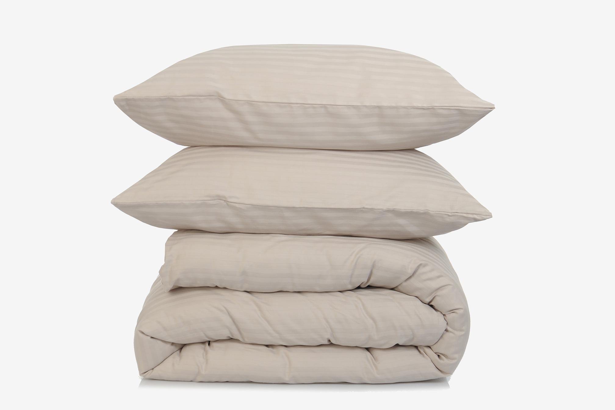 Комплект постельного белья двуспальный Amore 0000L страйп-сатин Кремовый (KPB-A2-ST240Lux-0000L-Cream50x70_)