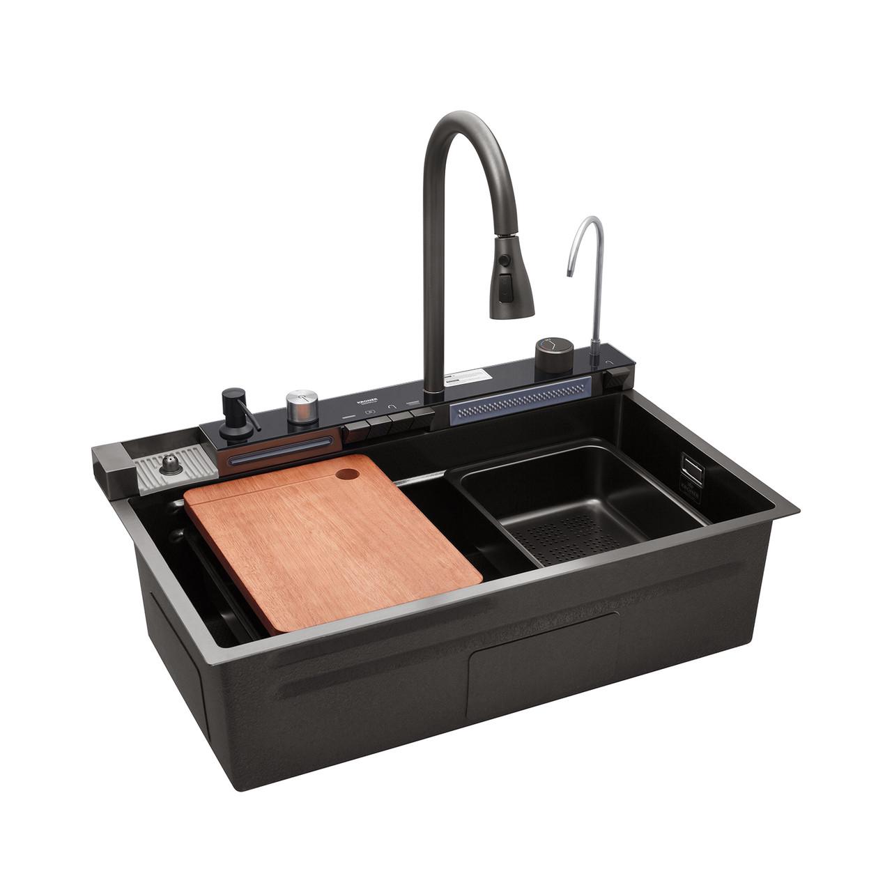 Мийка кухонна Kroner KRP Schwarze SET7546ARTHM PVD 3,0/0,8 мм (2614530158)