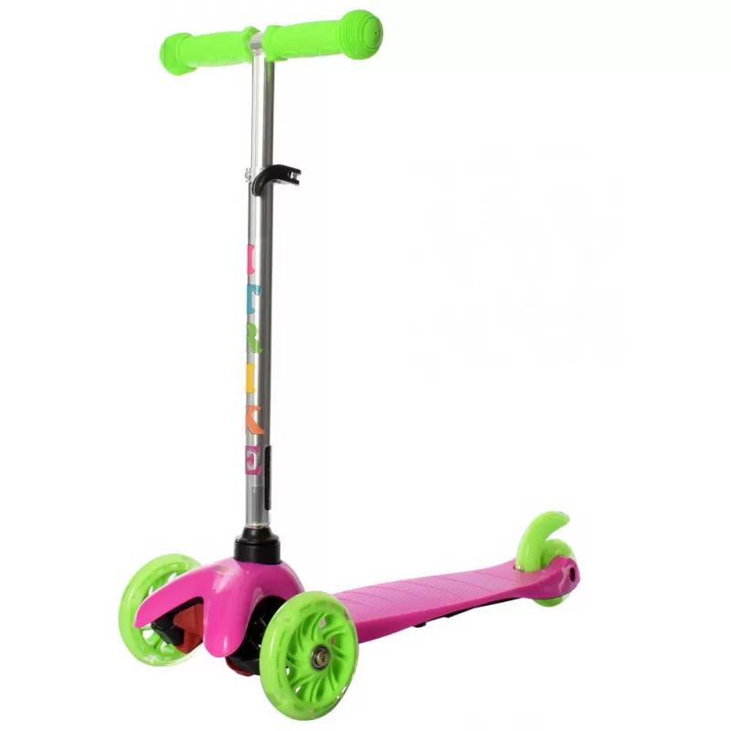 Самокат трехколесный iTrike с подсветкой колес Розовый/Зеленый (BB3-013-4-C-P)