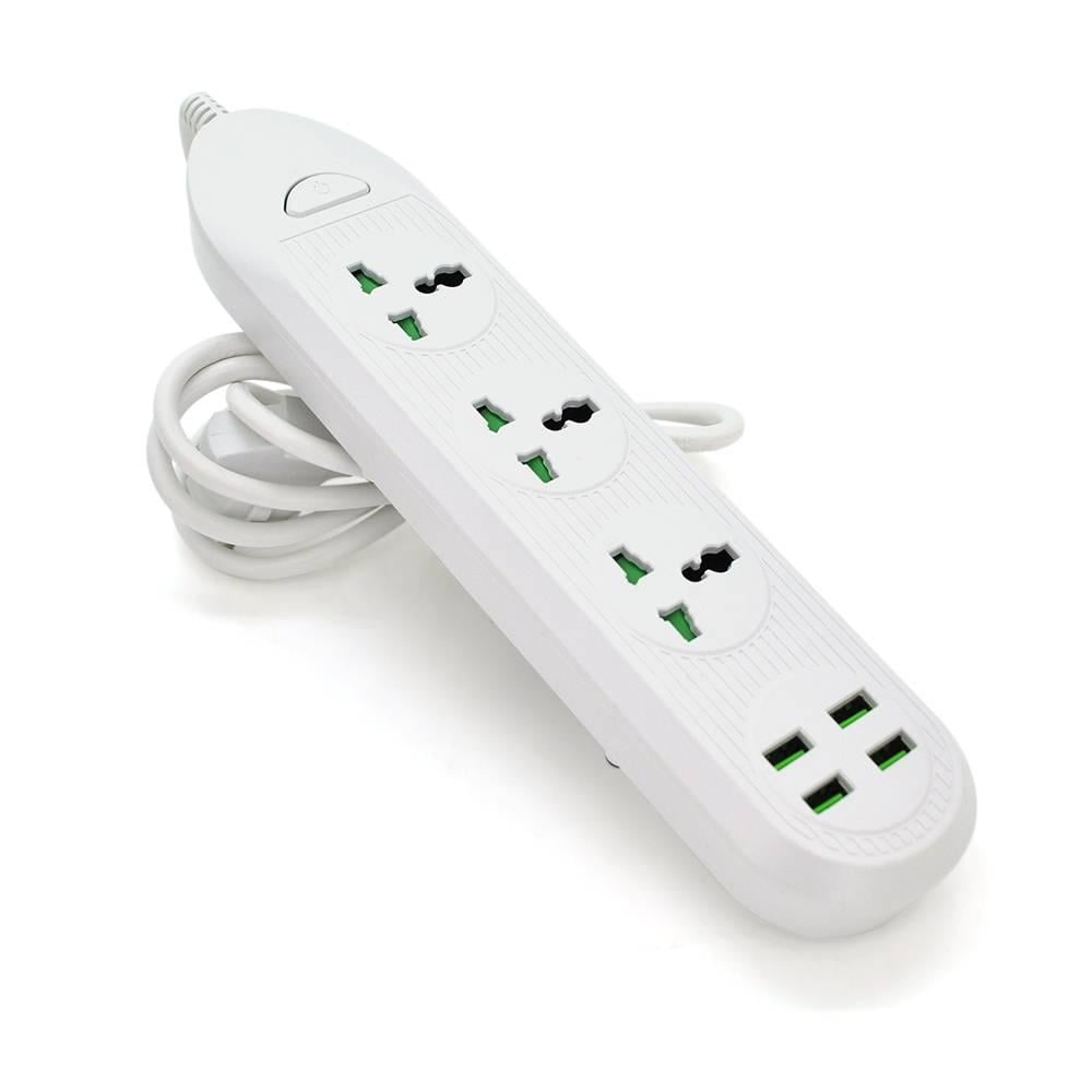 Фільтр мережевий ТВ-Т16mini 3 розетки/4 USB 3000W перетин 3х0,75 мм 2 м Box White (31376)