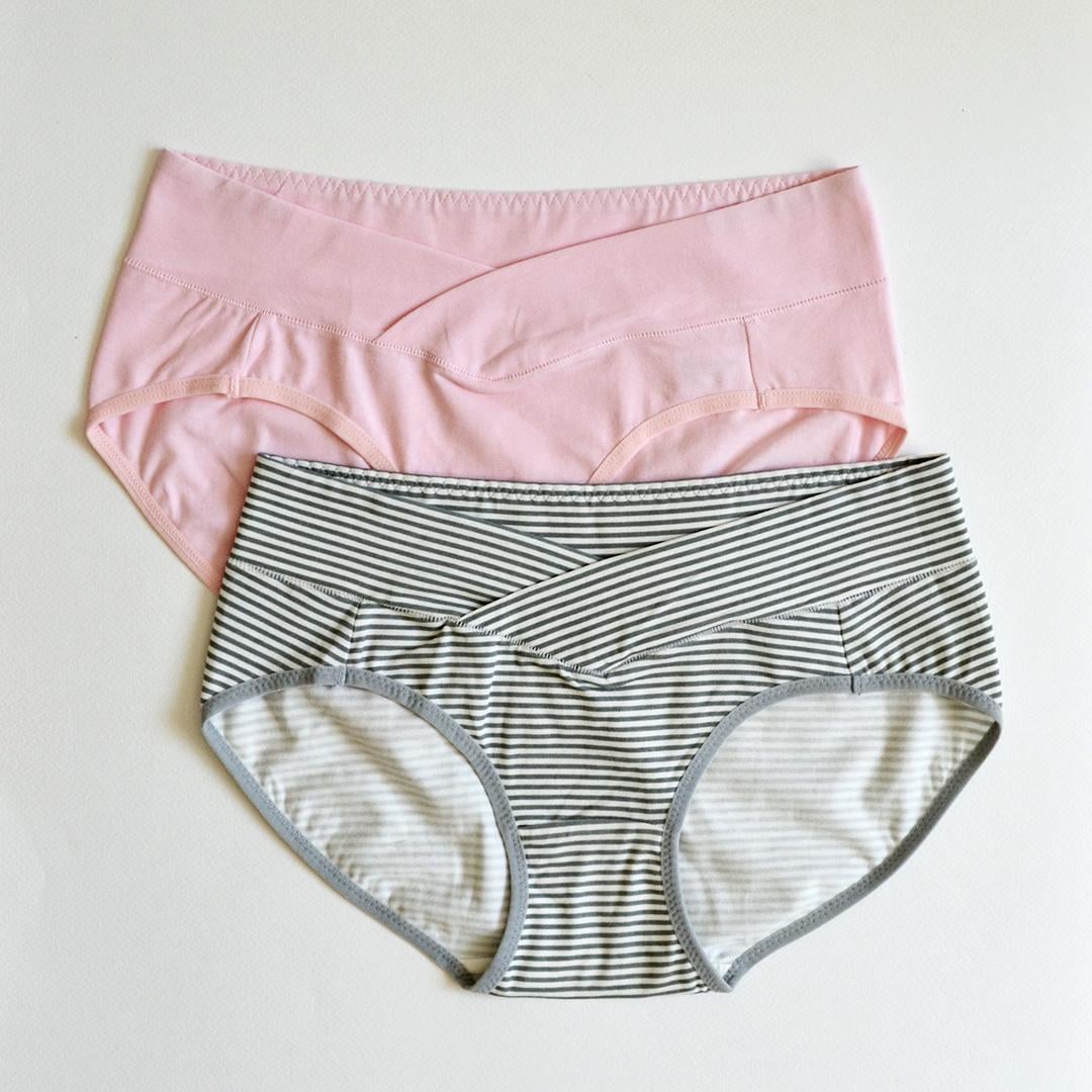 Набор трусиков для беременных XXL 2 шт. Серый в полоску/Розовый (002-001003XXL)