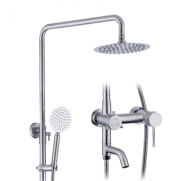 Душевая система Wezer EKO16A-01 из нержавеющей стали поворотный излив-переключатель на лейку/душ - фото 2