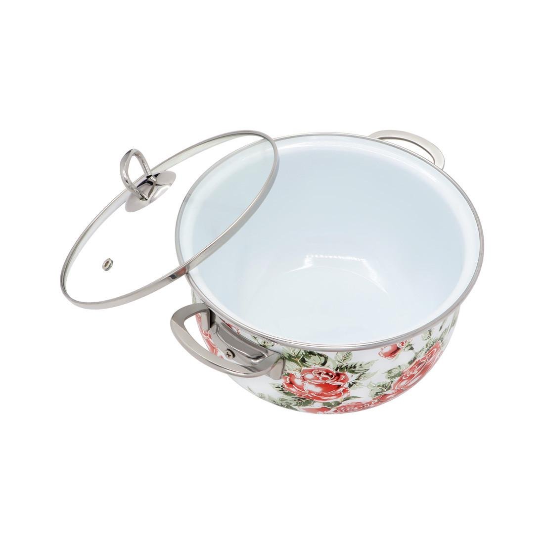 Набор кастрюль Interos Розы 3 шт. эмалированные - фото 3 Набор кастрюль Interos Розы 3 шт. эмалированные - фото 3