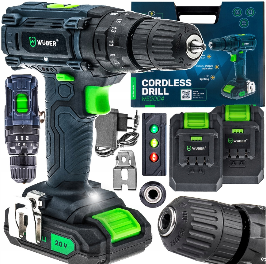 Шуруповерт акумуляторний Wuber 20В 2 батареї (2081656731) - фото 2