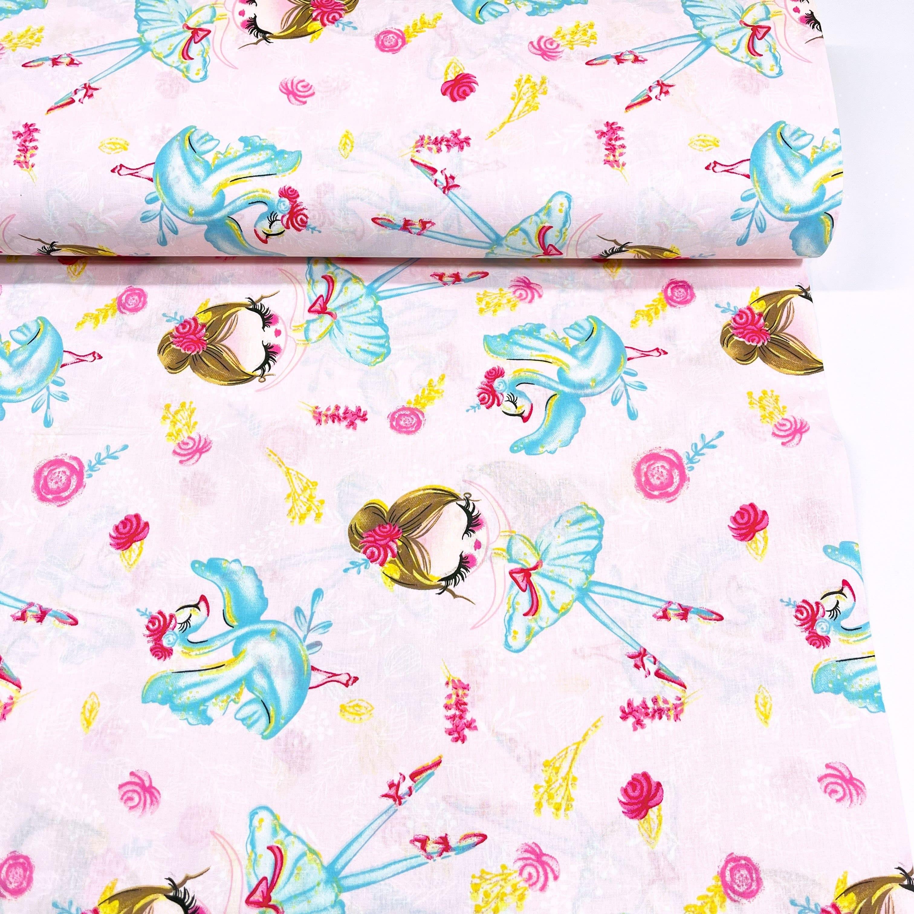 Ткань для постельного белья ранфорс балерины и лебеди 240 см Розовый (12/24862/8 01414)
