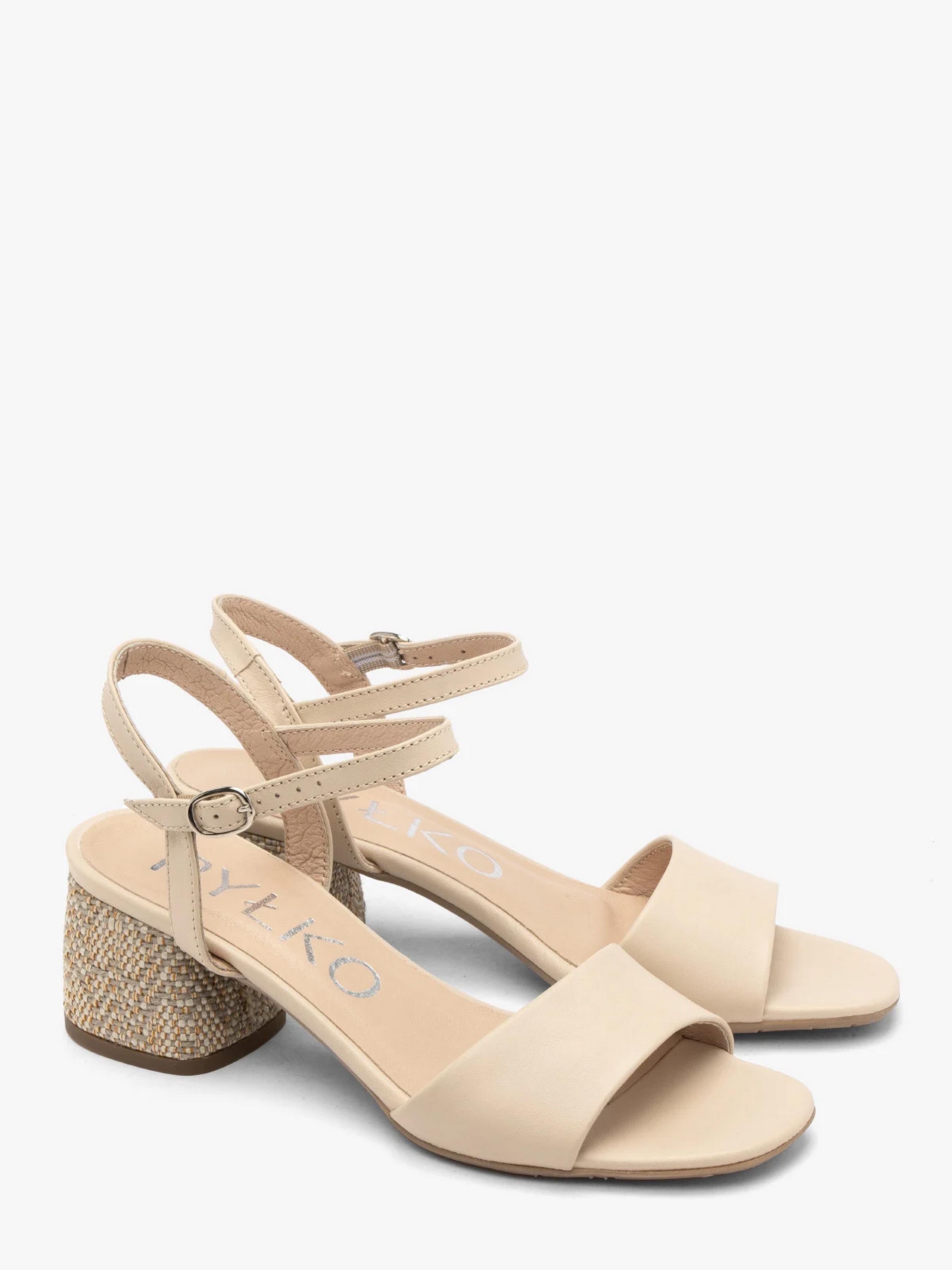 Босоножки женские кожаные RYLKO на средних каблуках р. 39 Бежевый (4RG44_T1 _258)