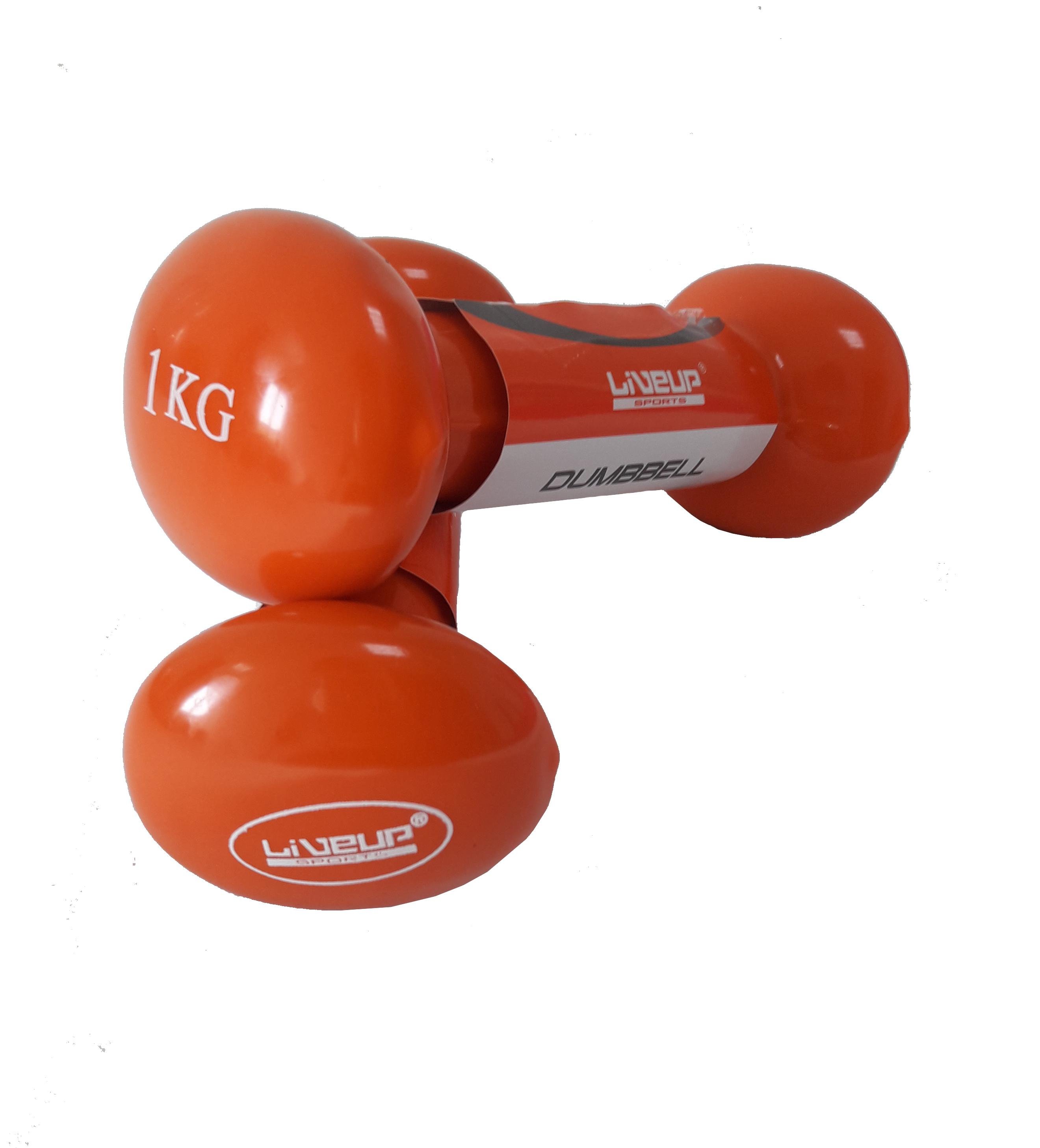 Гантели виниловые LiveUp VINYL DUMBBELL EGG HEAD 2х1 кг Оранжевый (LS2001-1) - фото 1