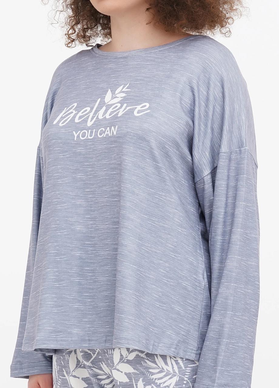 Пижама женская Cotpark лонгслив/брюки L Голубой (30290-В-L) - фото 3