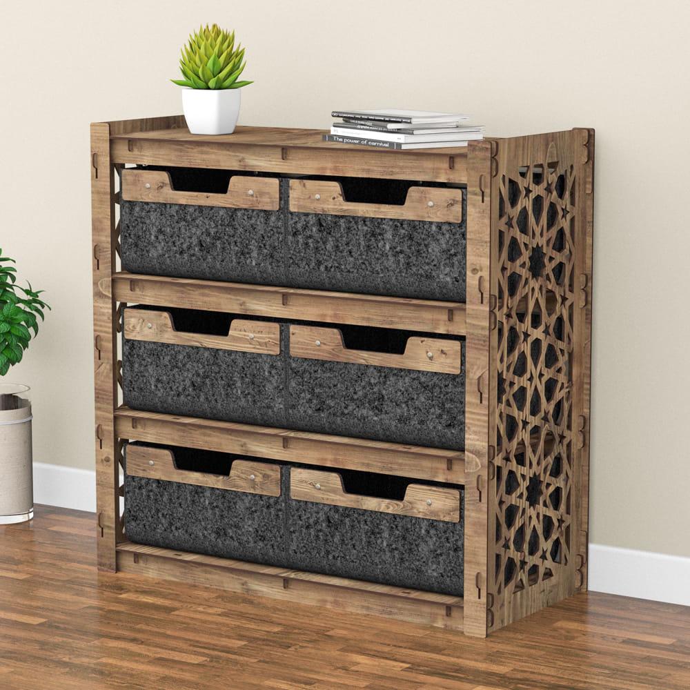 Комод для хранения из дерева Hexagonica Arabic на 6 ящиков черные корзины 750х750х345 мм (111361) - фото 4 Комод для хранения из дерева Hexagonica Arabic на 6 ящиков черные корзины 750х750х345 мм (111361) - фото 4