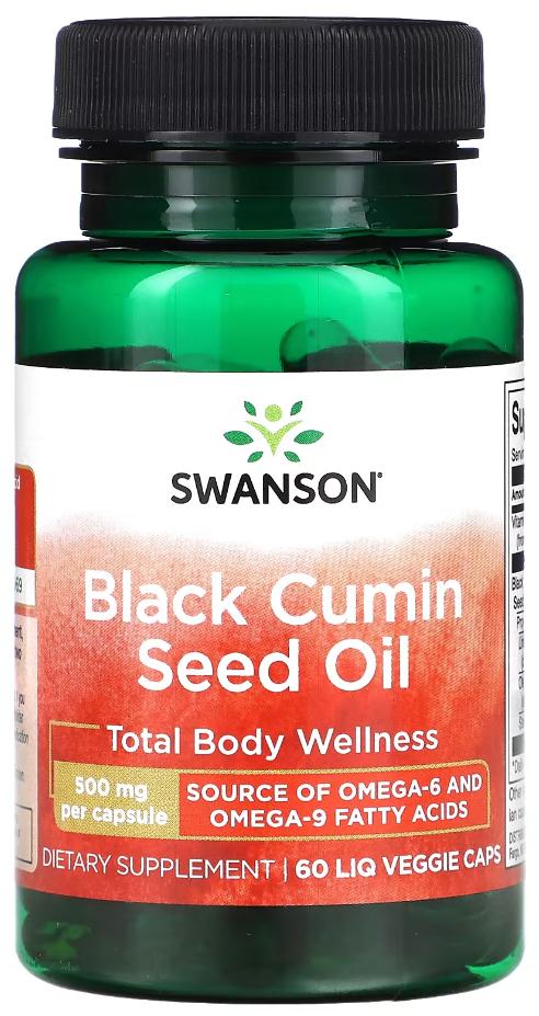 Добавка натуральная Масло семян черного тмина Swanson Black Cumin Seed Oil 500 мг 60 капсул