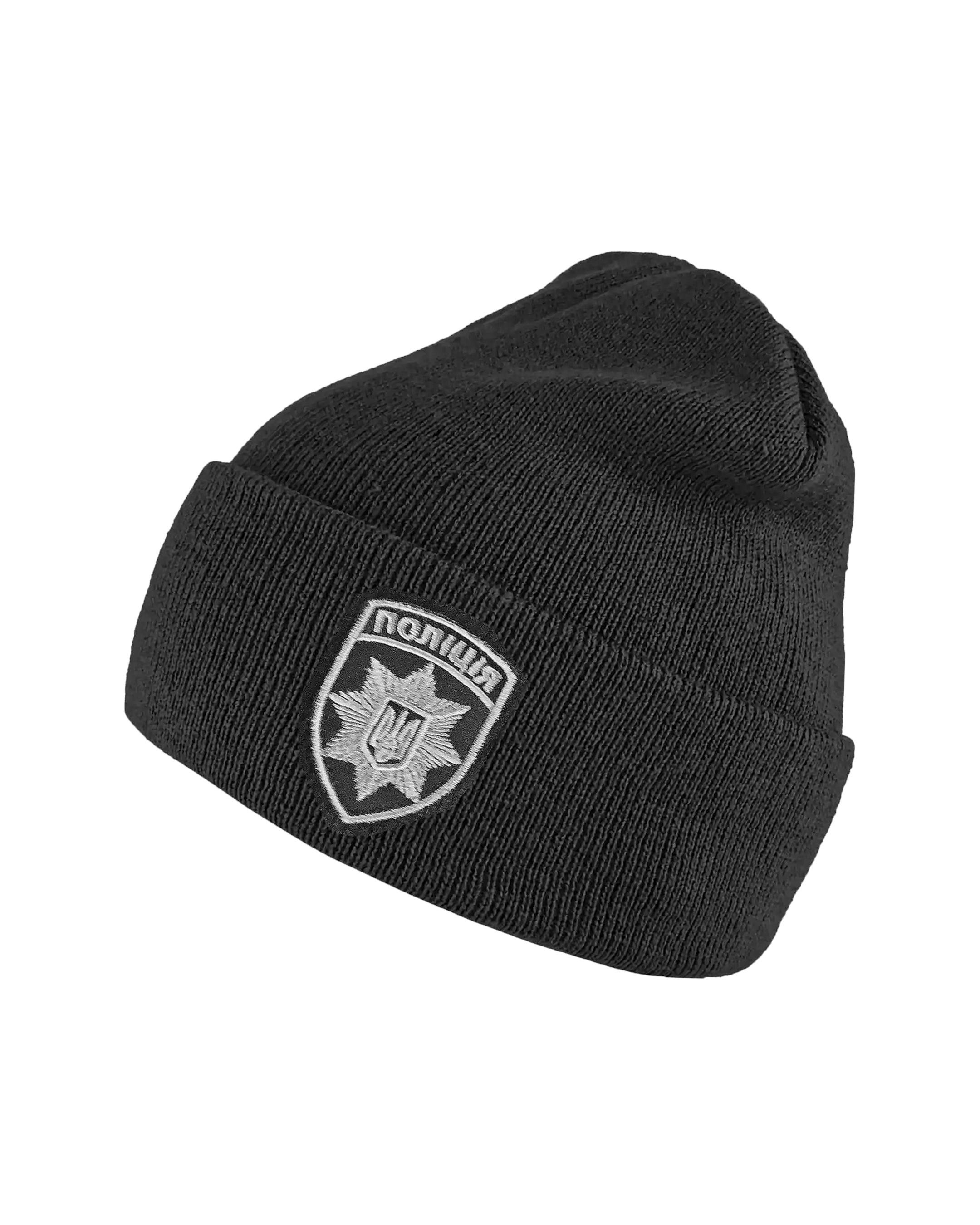 Шапка полиция с кокардой щит Черный (SHAP-3)