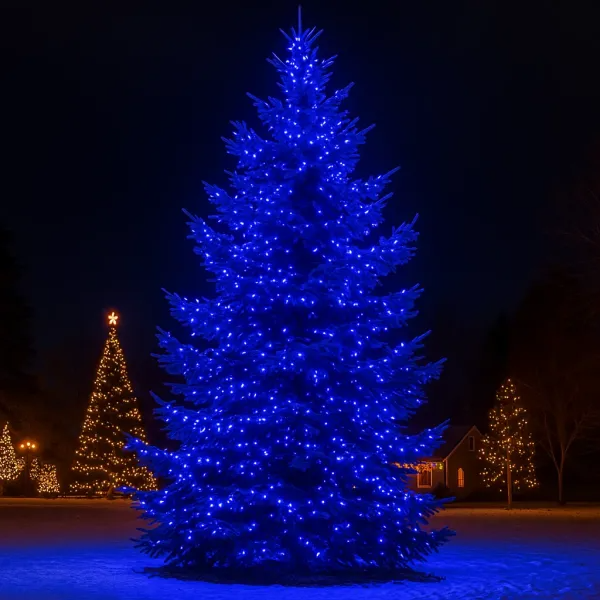 Гирлянда нить уличная 500 LED 50 м от сети белая нить Синий