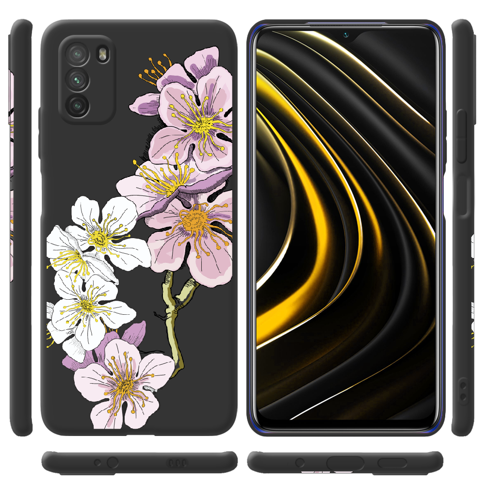 Чехол BoxFace Poco M3 Cherry Blossom Черный силикон (41586-cc4-42015) - фото 2