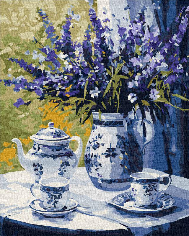 Набір для розпису по номерах Ideyka Чаювання з лавандою КНО3272 40x50 см (MTT-182171)
