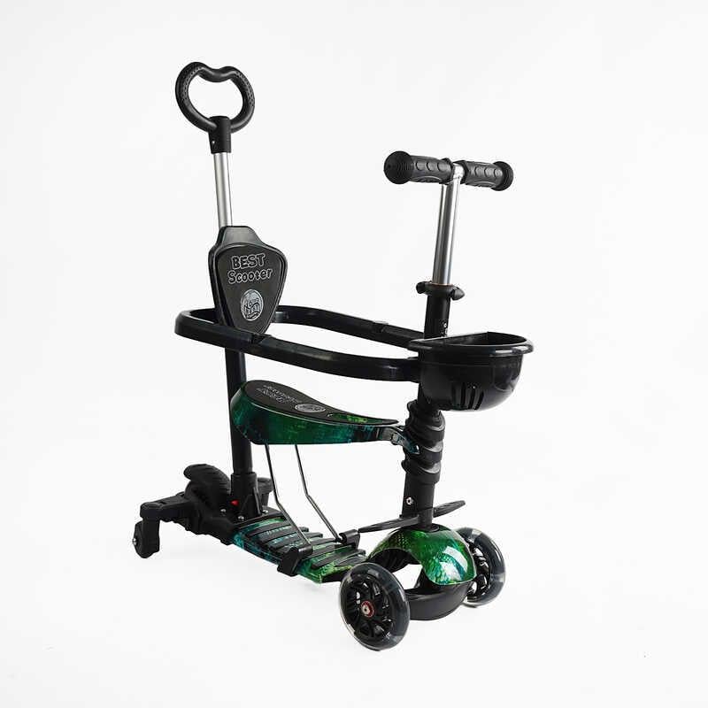 Самокат Best Scooter 5в1 PU колеса з підсвічуванням Black/Green (163312)