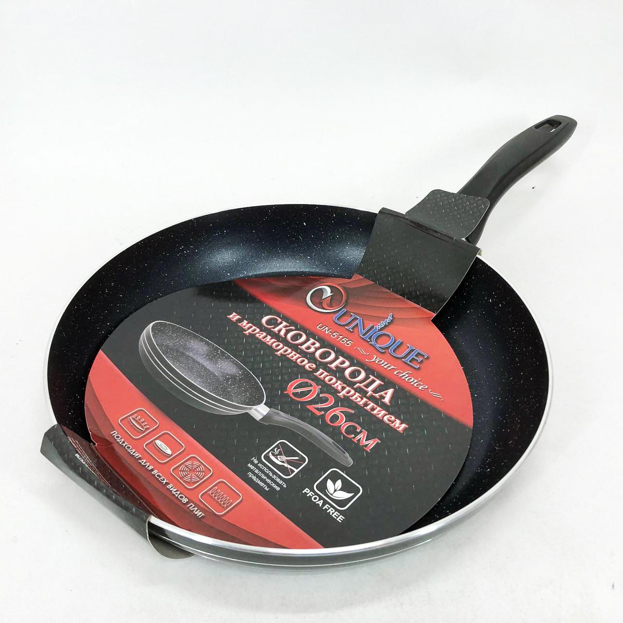 Сковорода Unique з антипригарним покриттям та ергономічною бакелітовою ручкою 26 см (UN-5155)