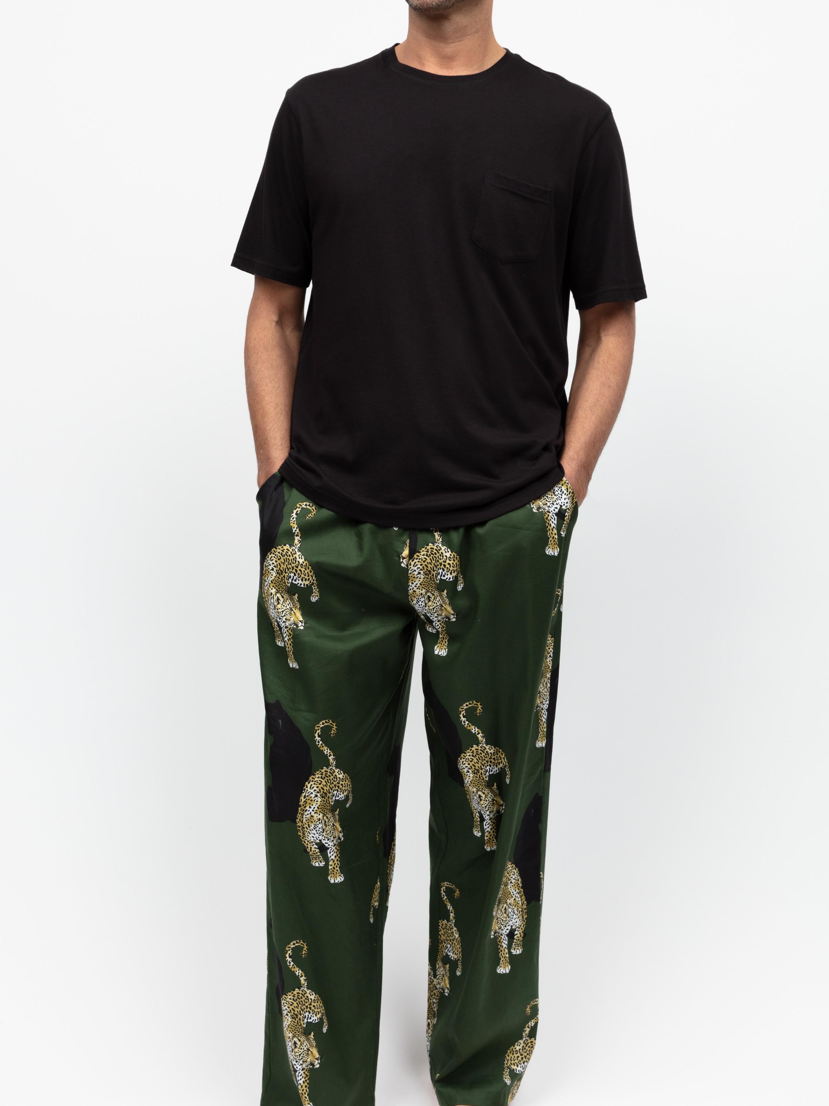 Пижама мужская CYBERJAMMIES с леопардовым принтом 3124-3122 M Оливково-черный (5051877617827)