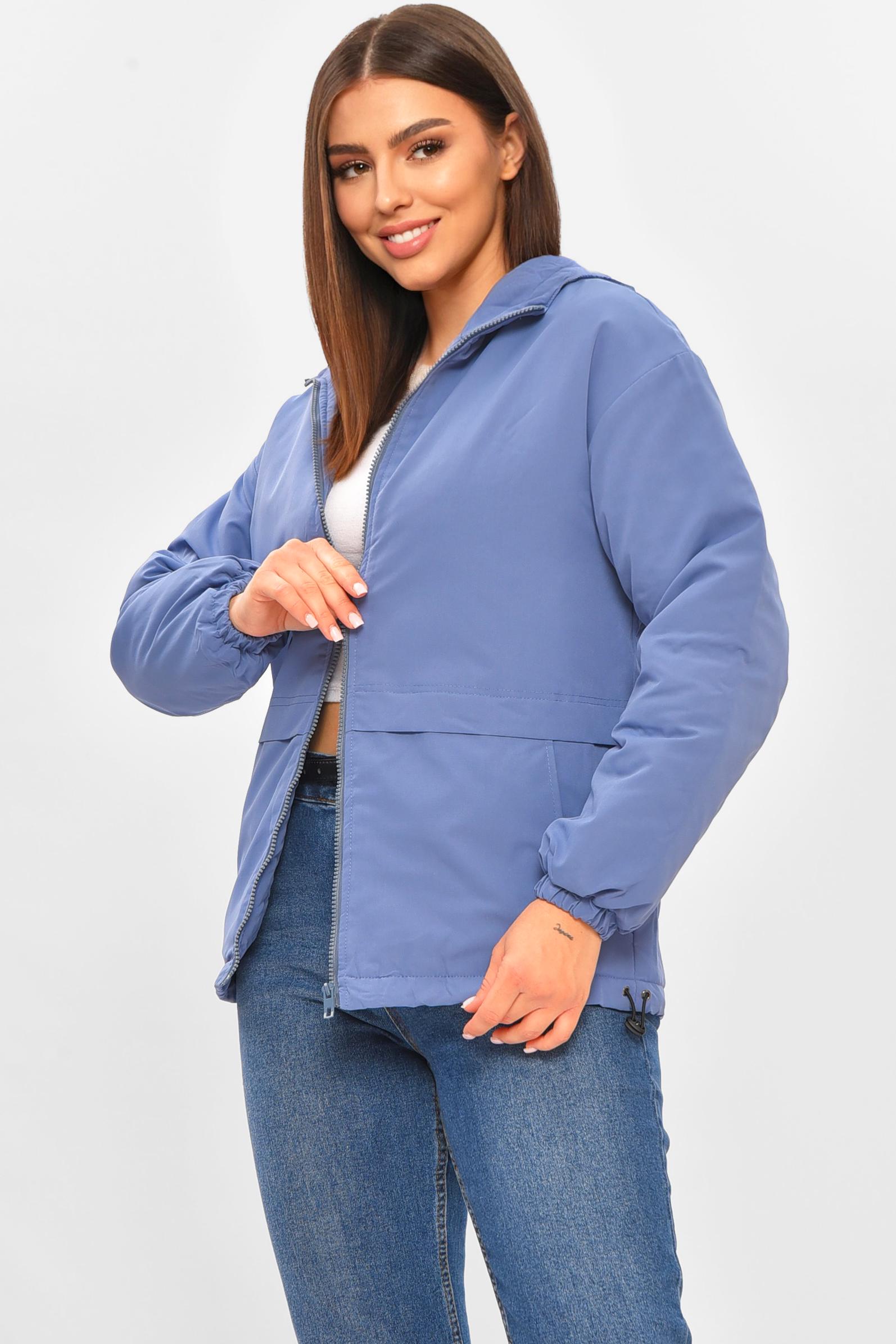 Куртка женская демисезонная однотонная р. 44/M Голубой (206107)