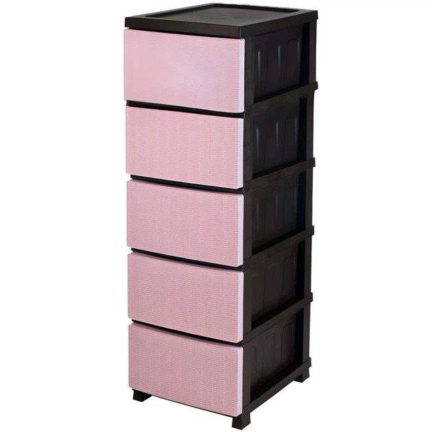Комод для хранения RIO на 5 яруса с раздвижными ящиками пластиковый Коричнево-розовый (147-46-10484)