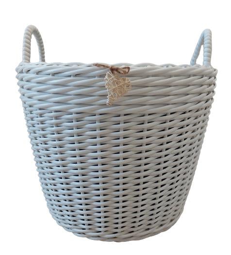 Кошик з ручками із штучного ротангу ручної роботи 40 л Білий (33071)