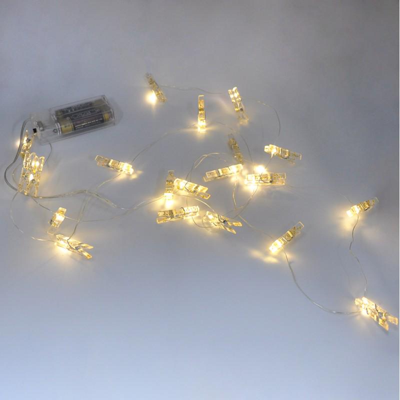 Гирлянда-роса Matrix Copper Wire 20 эл. battery WW Прищепки Белый теплый (НФ-00005796)