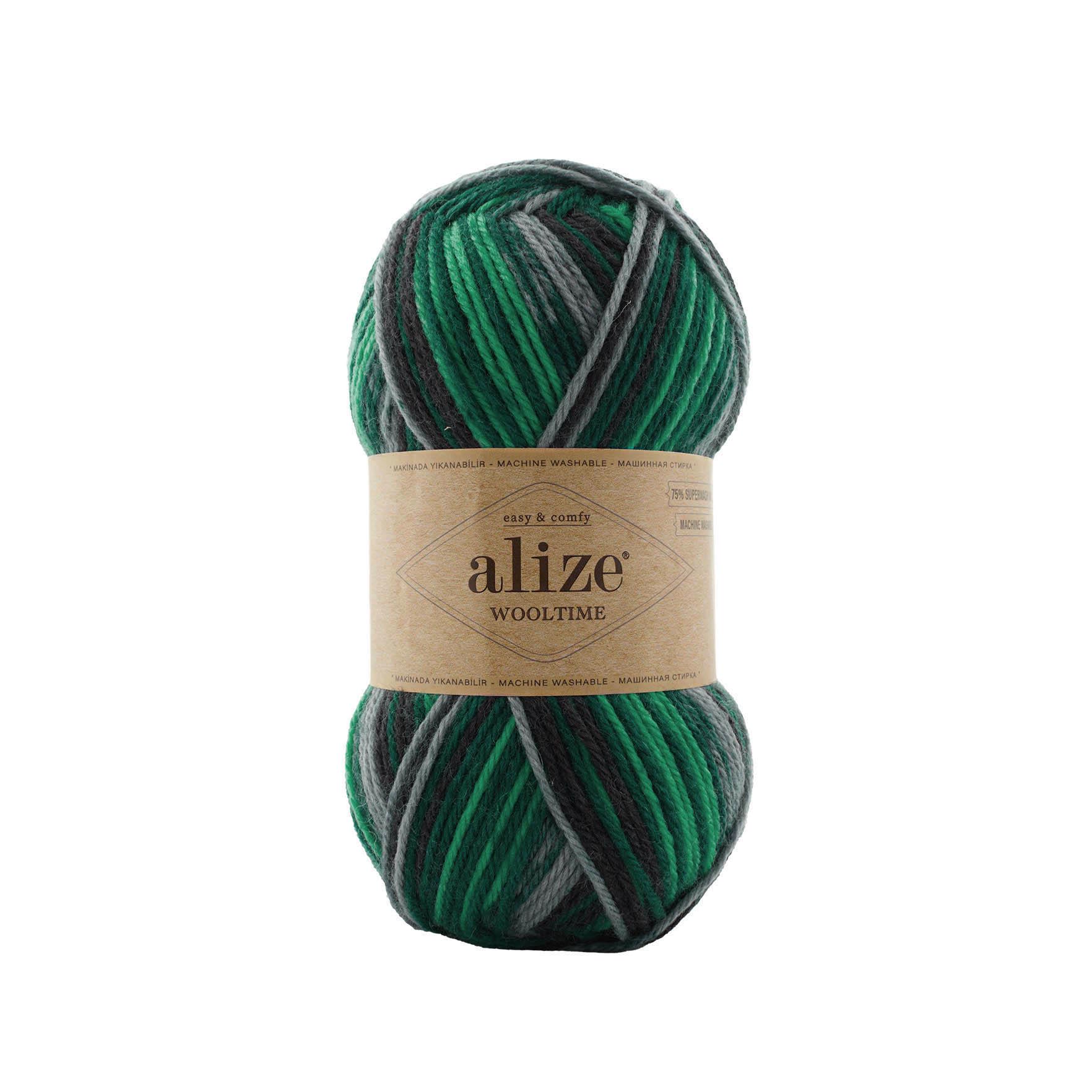 Пряжа Alize Wooltime 11012 Серо-зеленый (5820)