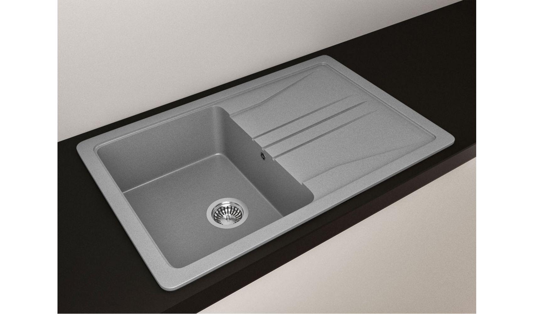 Кухонна мийка Lexona Ultra гранітна з краном Сірий - фото 4
