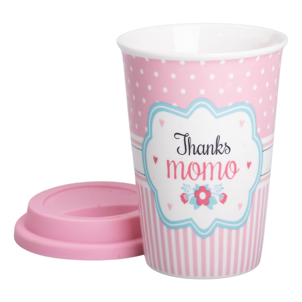 Стакан керамічний Light House із силіконовою кришкою 420 мл Рожевий (LG-20183) - фото 2