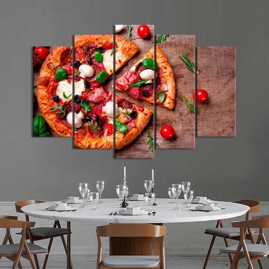 Настенний декор Итальянская пицца с шампиньонами и прошутто 112x68 см (A409-5)