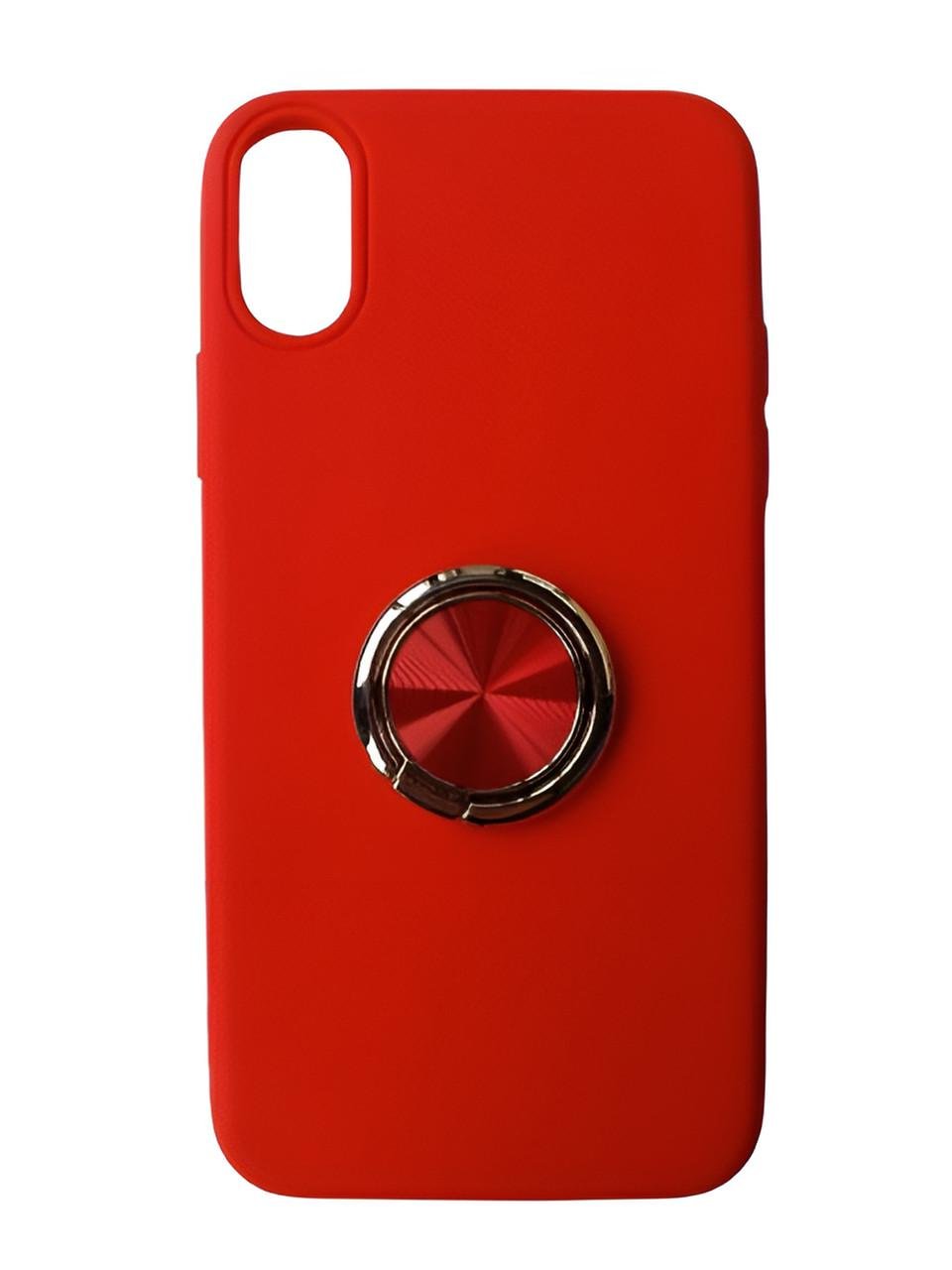 Силиконовый чехол с кольцом TPU Case With Ring for iPhone Xs Red