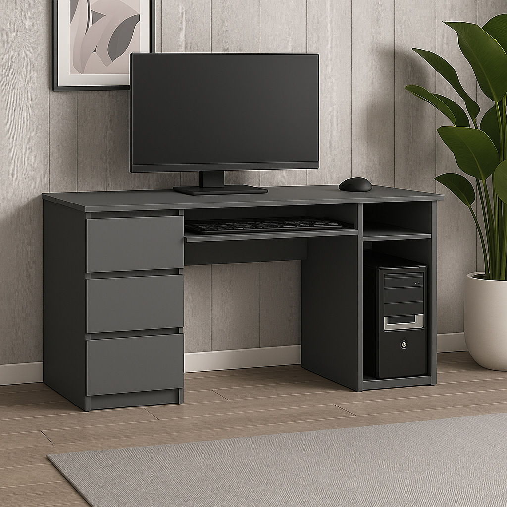 Стол компьютерный СК2 3Я SENAM 780х1400х600 мм ДСП Серый Графит - фото 1 Стол компьютерный СК2 3Я SENAM 780х1400х600 мм ДСП Серый Графит - фото 1